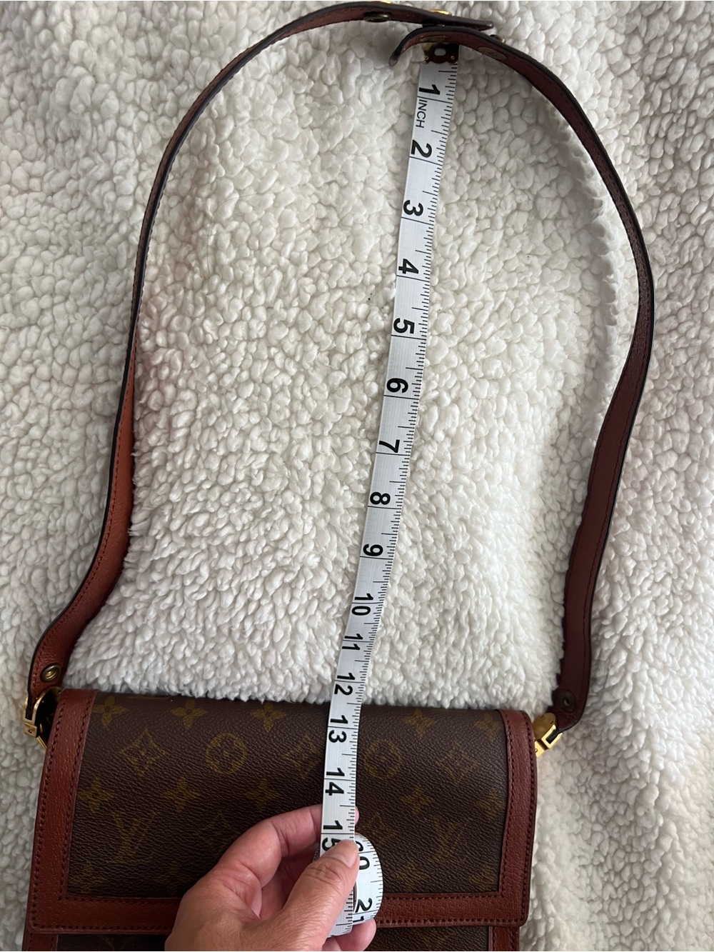 LOUIS VUITTON Sac Dauphine Shoulder Bag vintage Brown Monogram Canvas w/ COA - Picture 7 of 17